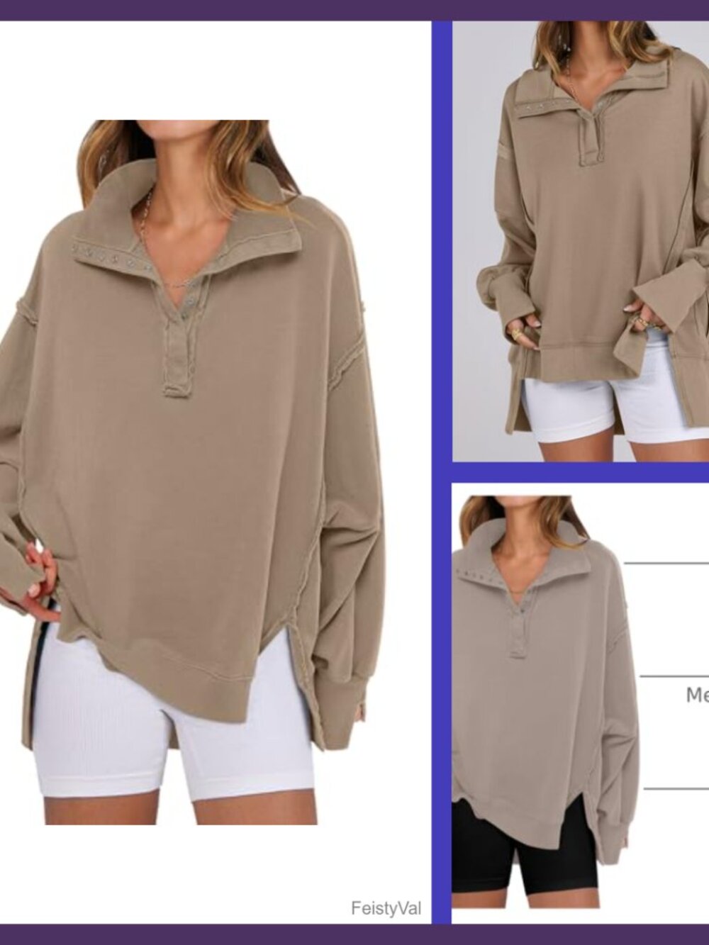 Oversized Henley Sweatshirt Long Sleeve Pullover Casual Fall Top